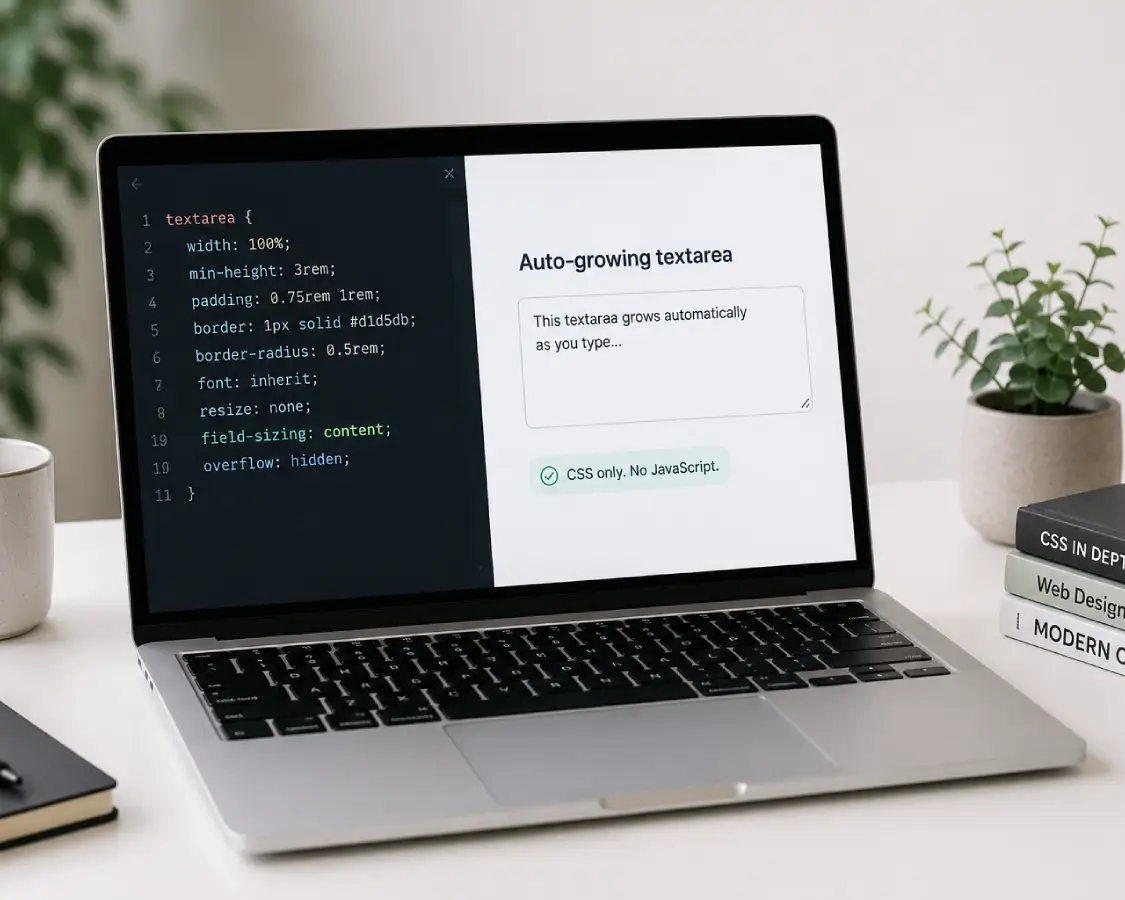 CSS auto-growing textarea using field-sizing content instead of JavaScript scrollHeight resizing